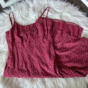 abercrombie red polka dot midi dress